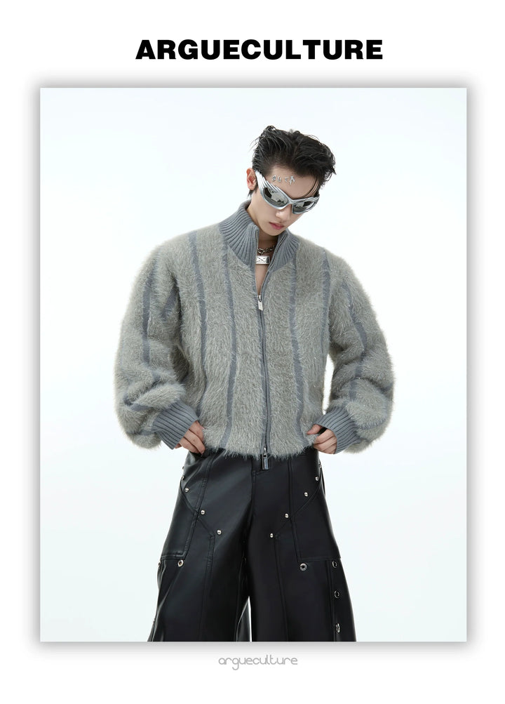 Luxurious Faux Fur Mink Knit Sweater with High Collar - ArgueCulture