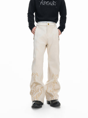 Embroidered Suede Straight-Leg Trousers - product image 3