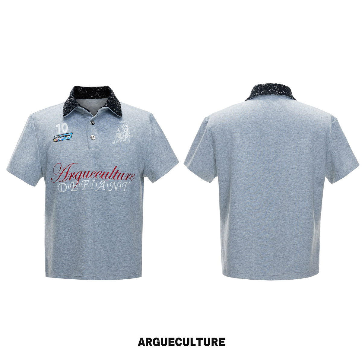 Contrast Embroidered Sequin-Collar Polo - variant image 6
