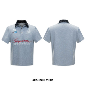 Contrast Embroidered Sequin-Collar Polo - variant image 6