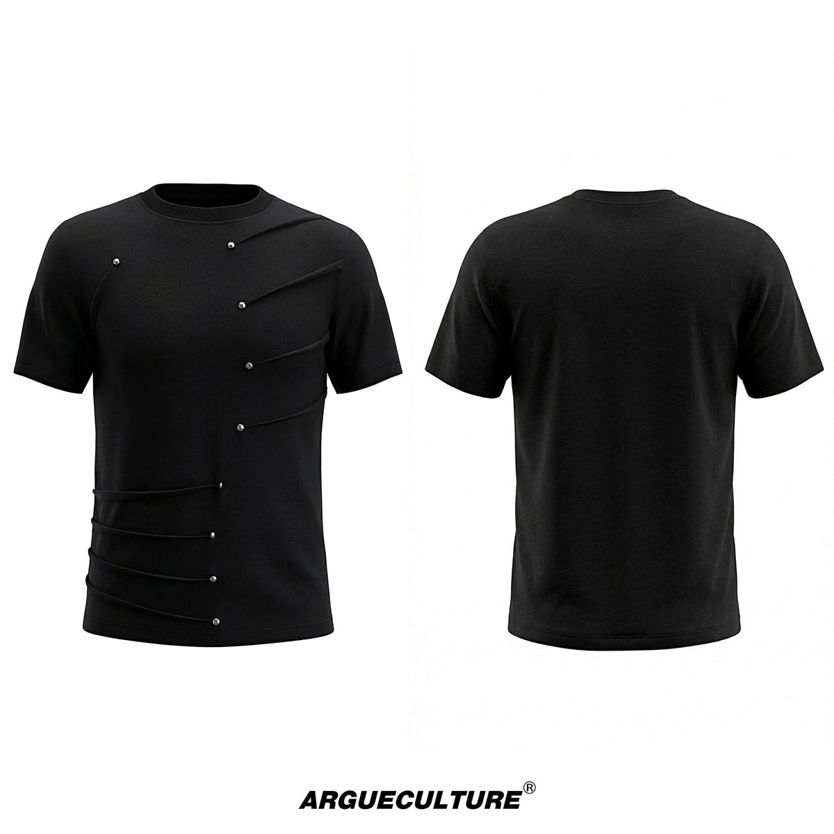 Metal Stud Pleated Crewneck T-Shirt - product image 5