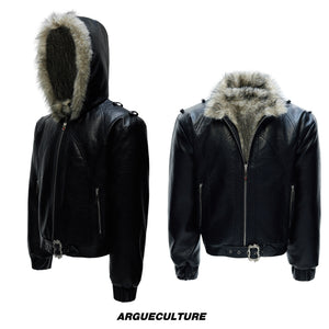Oversized Hooded Faux Leather Jacket - product image 5