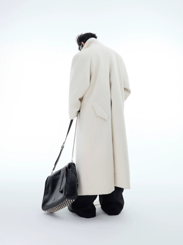 Men¡¯s Wool Coat with Drop Shoulder Design & Back High Slit - ArgueCulture