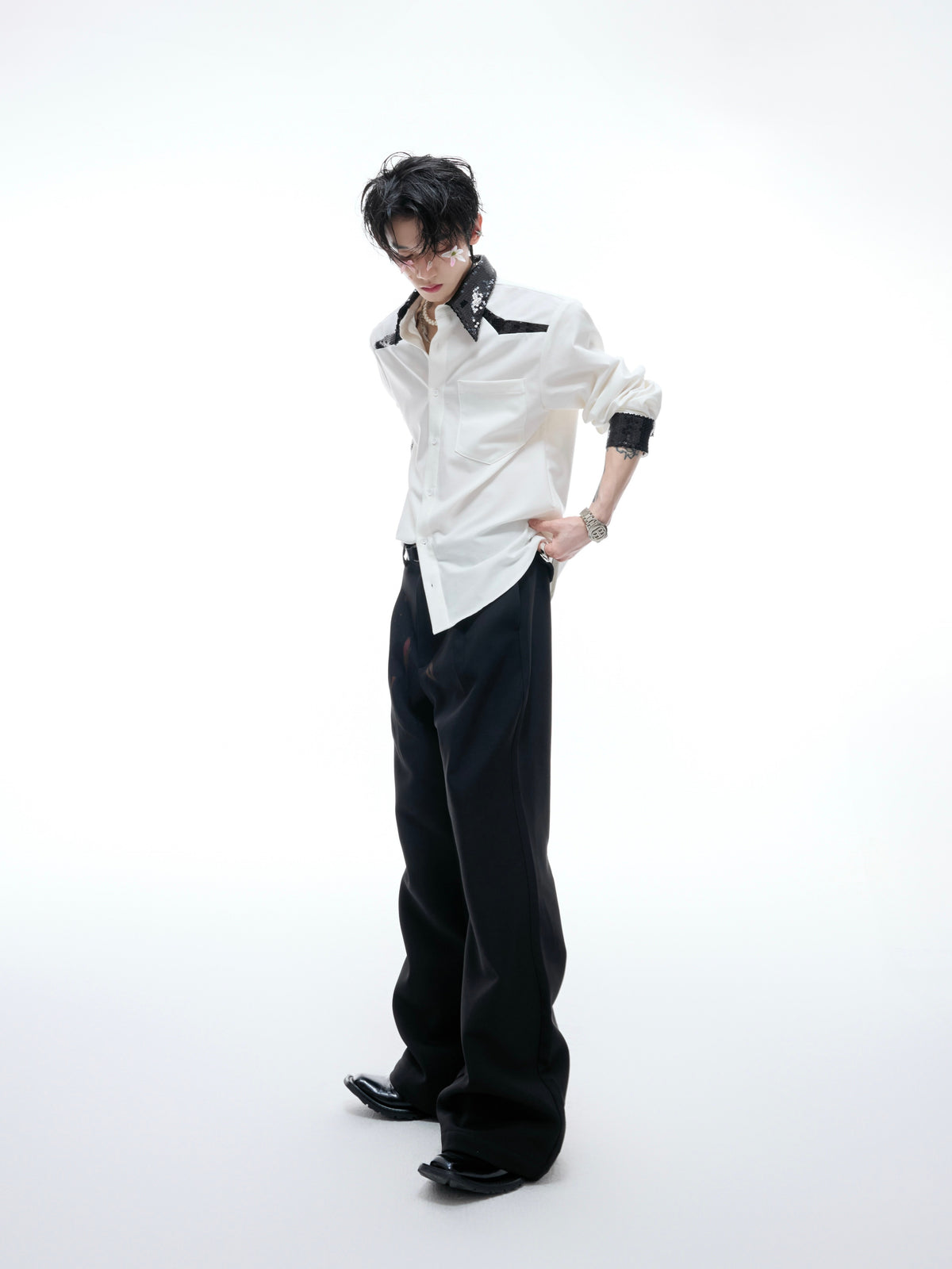 Contrast Sequin Drape Shirt - product image 5