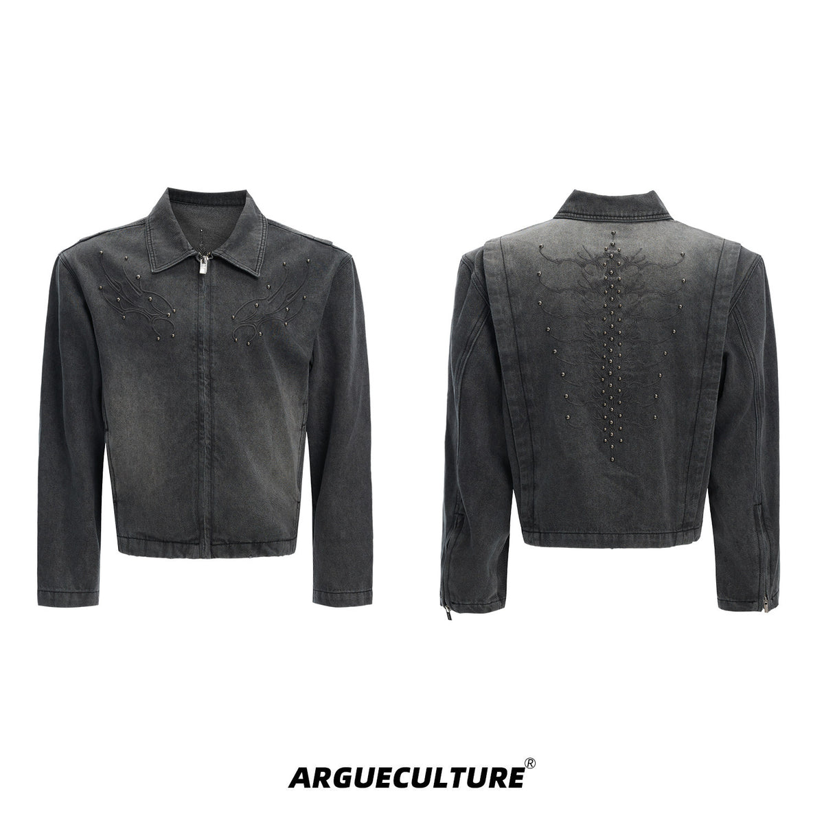 Cropped Washed Rivet Denim Jacket - product image 5