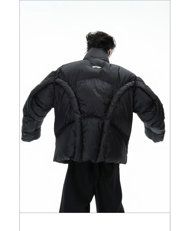 Deconstructed Puffer Jacket High Collar Loose Fit Street Style - ArgueCulture