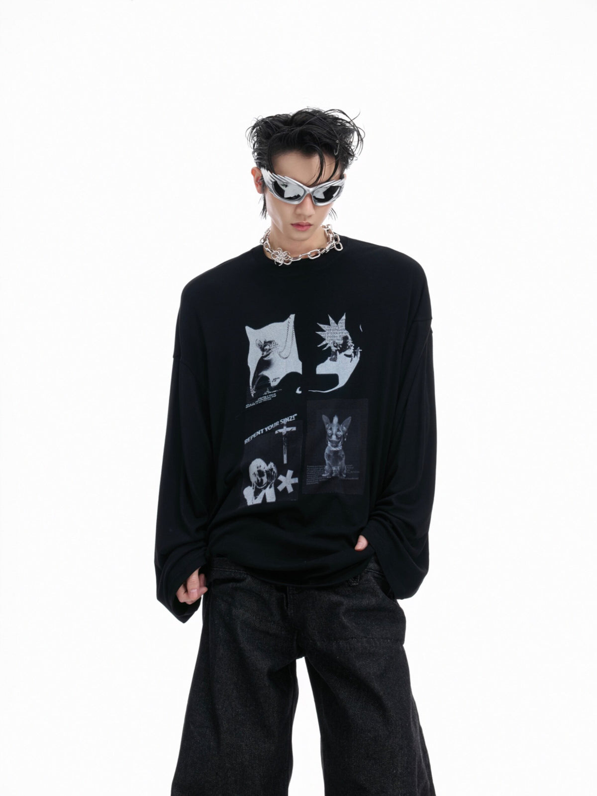 Gothic Figure Print Long-Sleeve Tee - product image 1