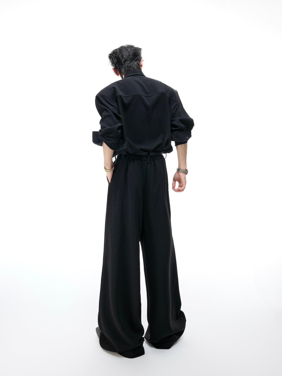 Ribbon-Collar Shirt and Wide-Leg Pants Set - product image 5
