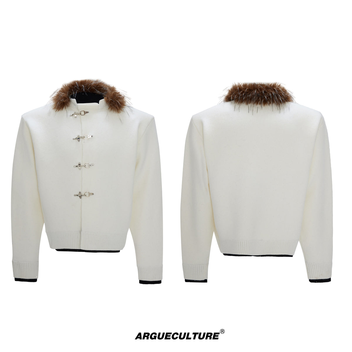 Shimmer Knit Cardigan with Fur Collar - product image 5