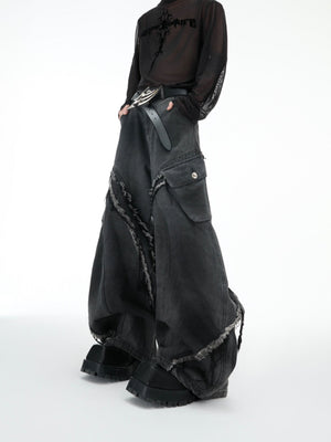Frayed Curved-Leg Wide Jeans - product image 1