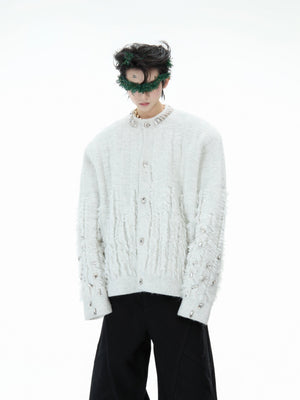 Rhinestone Distressed Knit Cardigan - product image 3