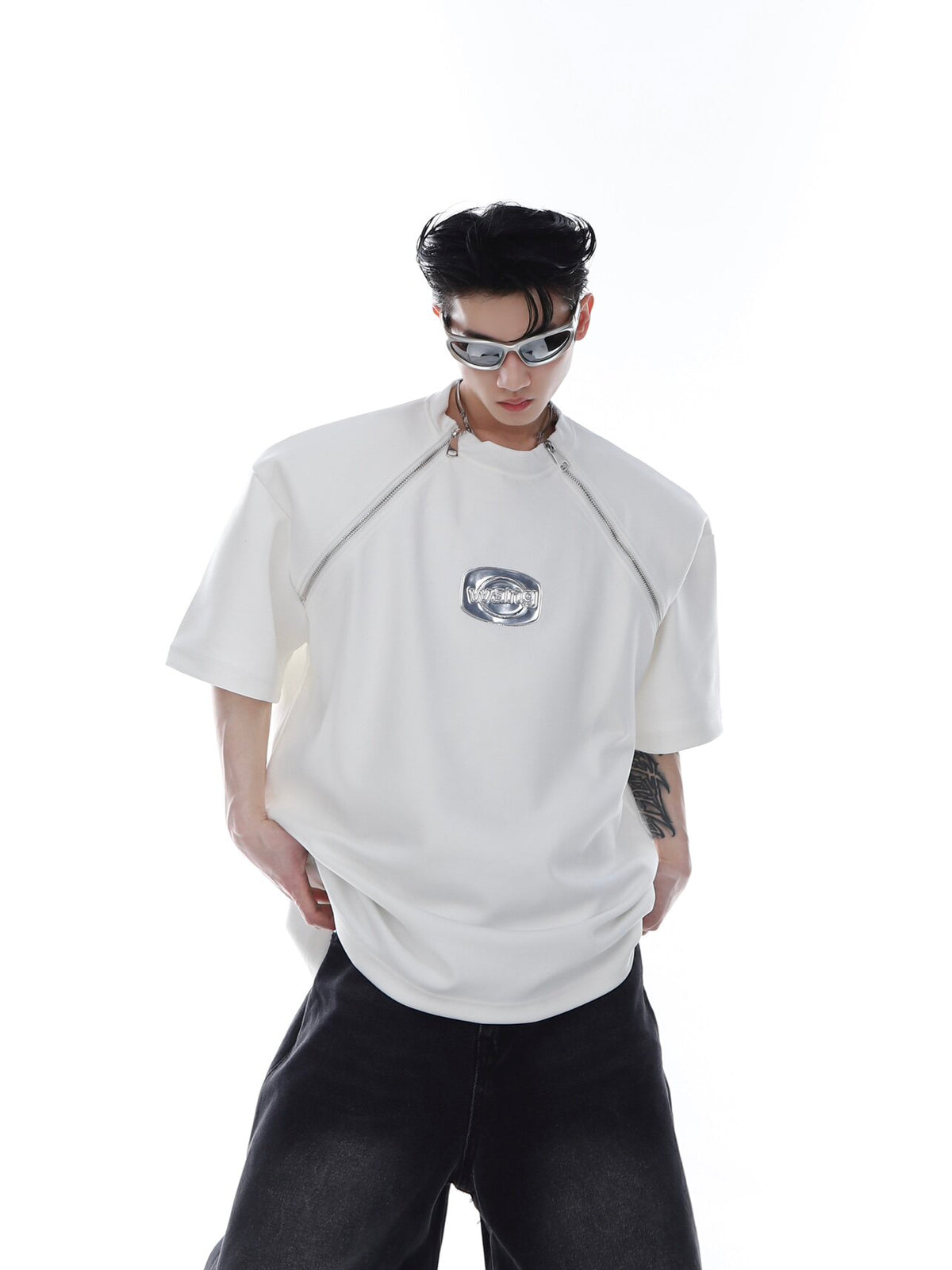 Shoulder-Pad Zip-Detail T-Shirt - product image 4