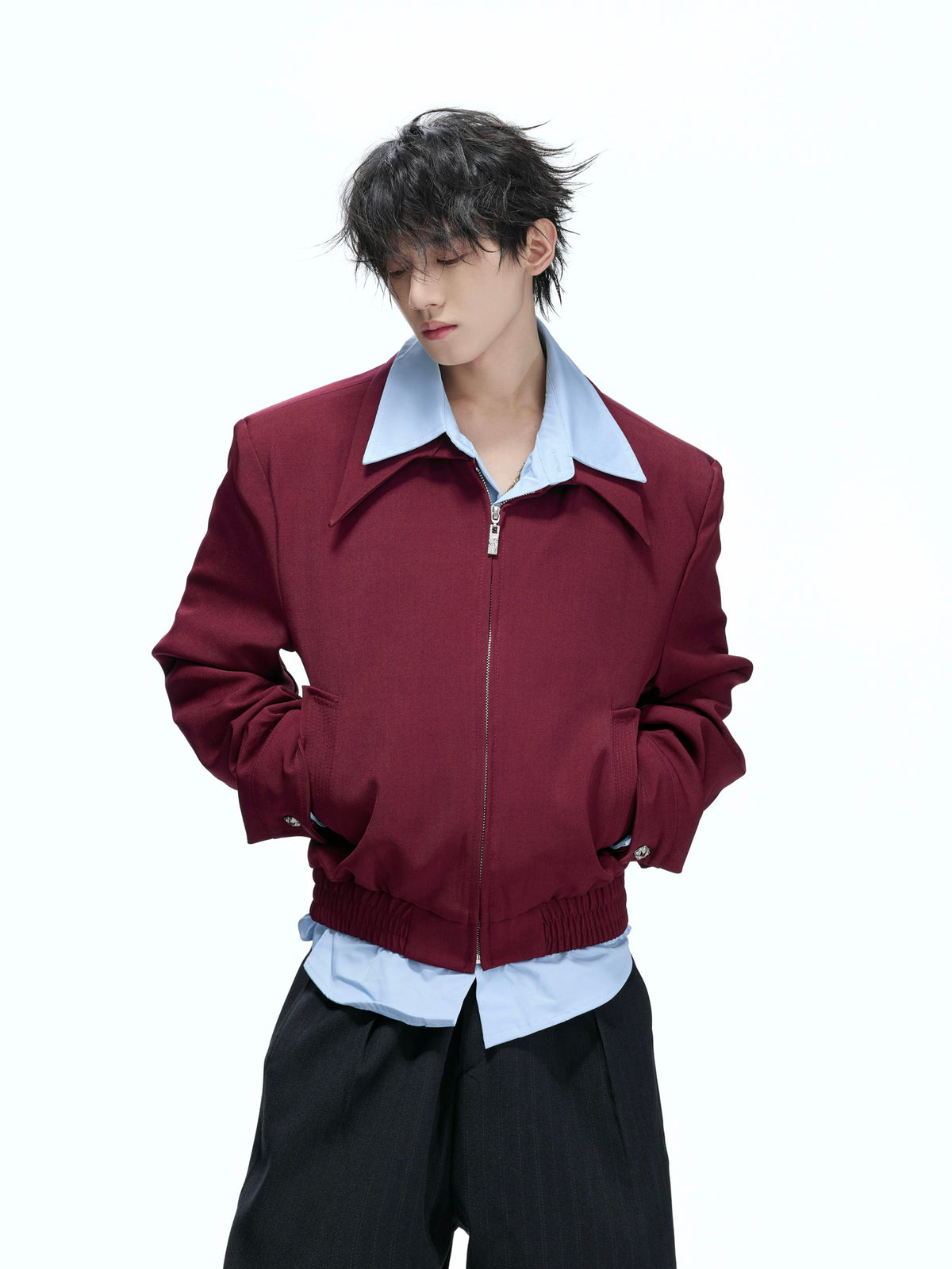 Faux-Layer Cropped Boxy Jacket - product image 1