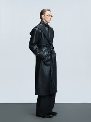 Deconstructed PU Leather Long Coat - product image 3