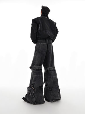 Black Gray Multi-Pocket Utility Jeans - product image 4