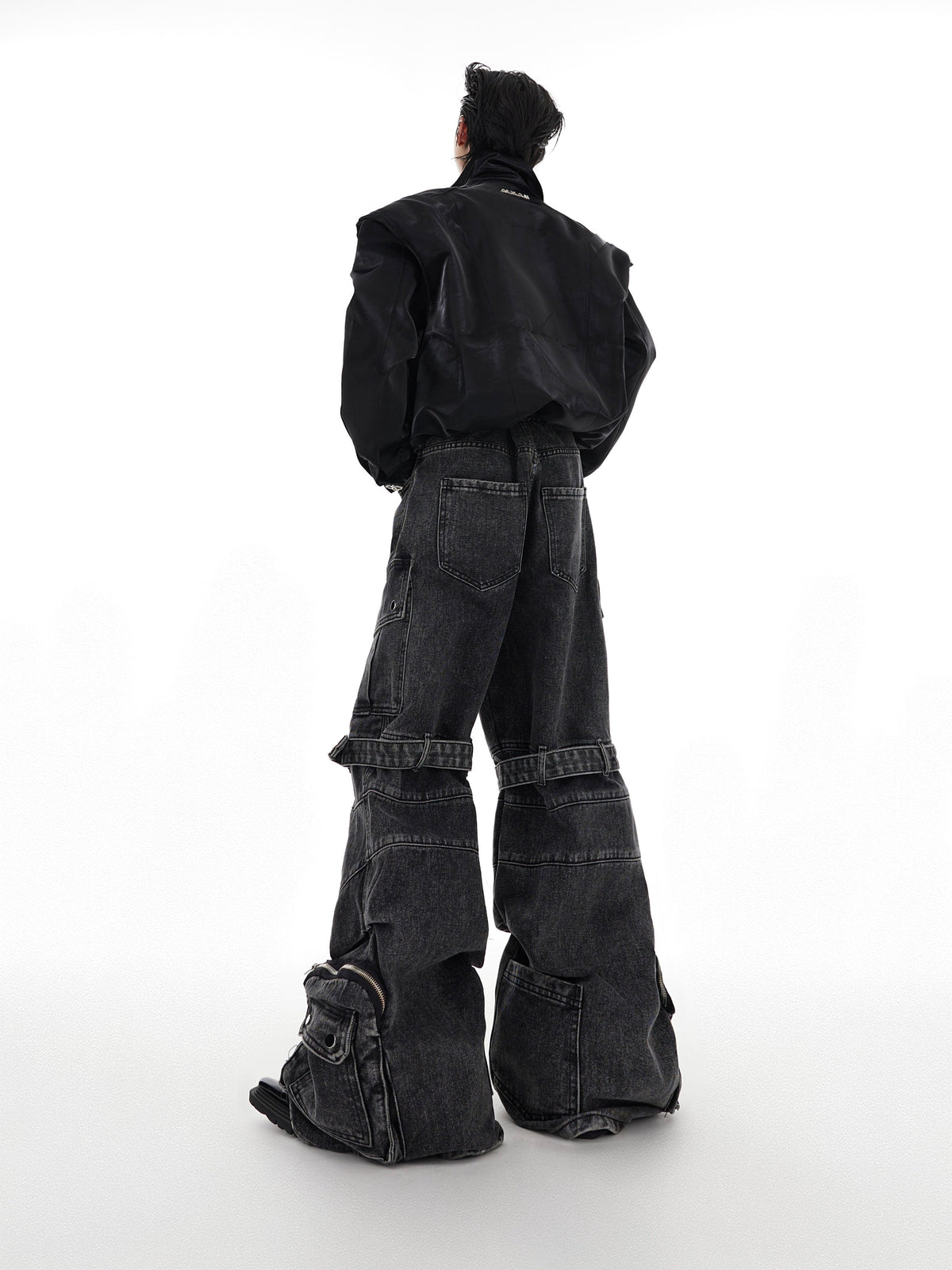 Black Gray Multi-Pocket Utility Jeans - product image 4