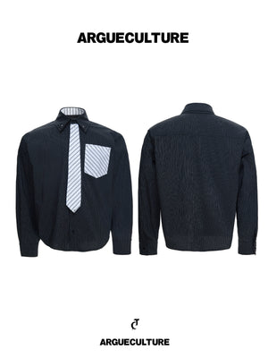 Deconstructed Stripe Layered-Collar Shirt - product image 4