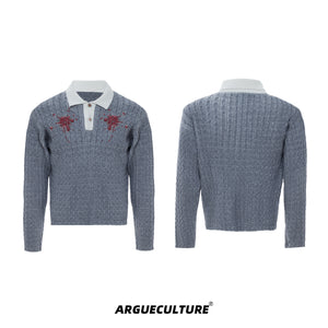 Retro Contrast Sequin Collared Sweater - product image 5