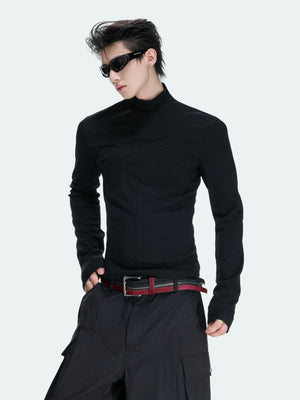 Structured Pleated Mock-Neck Top - product image 3