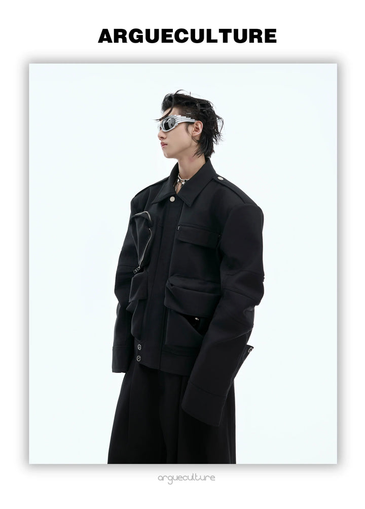 Avant-Garde Workwear Jacket | Detachable Shoulders | Multi-Pocket Design - ArgueCulture