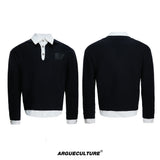 Faux-Layered Contrast Collar Knit Sweater - product image 5