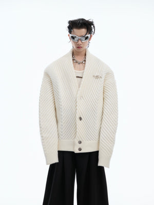 Ribbed V-Neck Relaxed Cardigan Sweater - product image 1