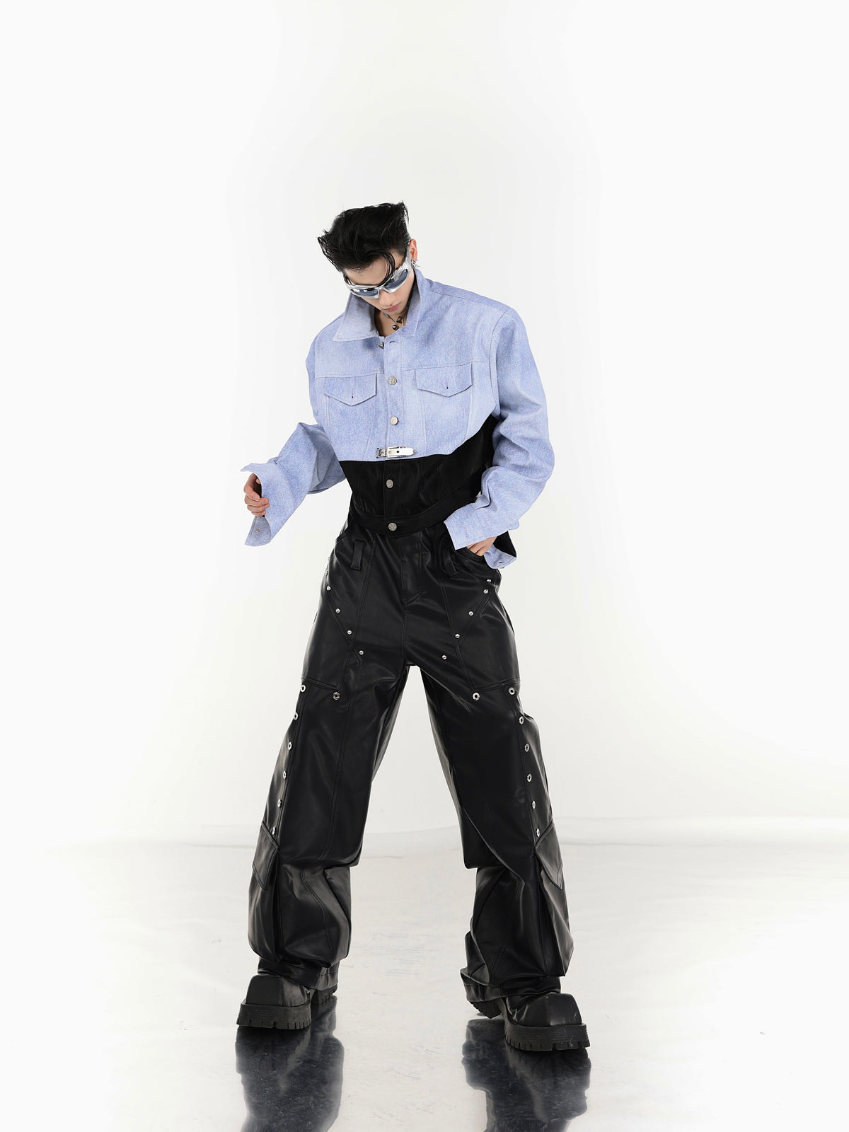 Metal-Trim Utility PU Pants - product image 4