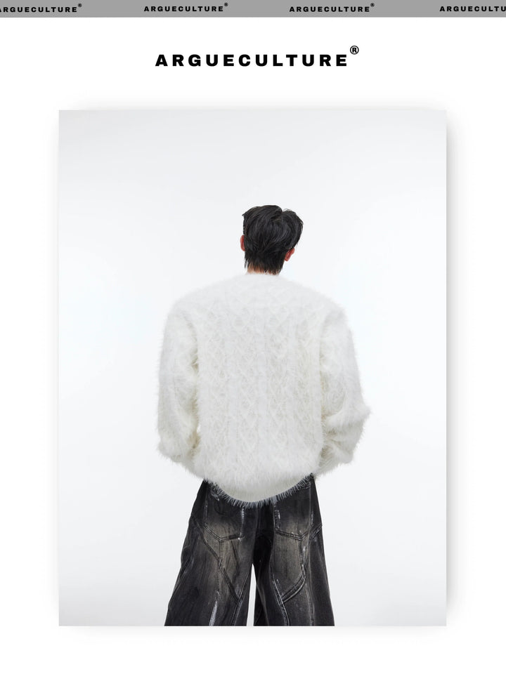 Oversized Knit Sweater with Metal Button Embellishments - ArgueCulture