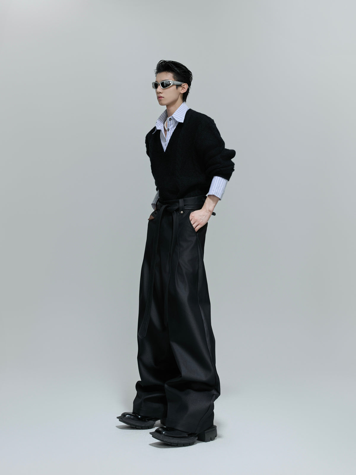 Pleated Straight-Leg Tie-Waist Trousers - product image 5
