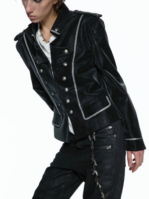 Washed PU Cropped Napoleon Jacket - product image 4