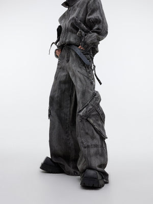 Distressed Gray Denim Utility Set - product image 5