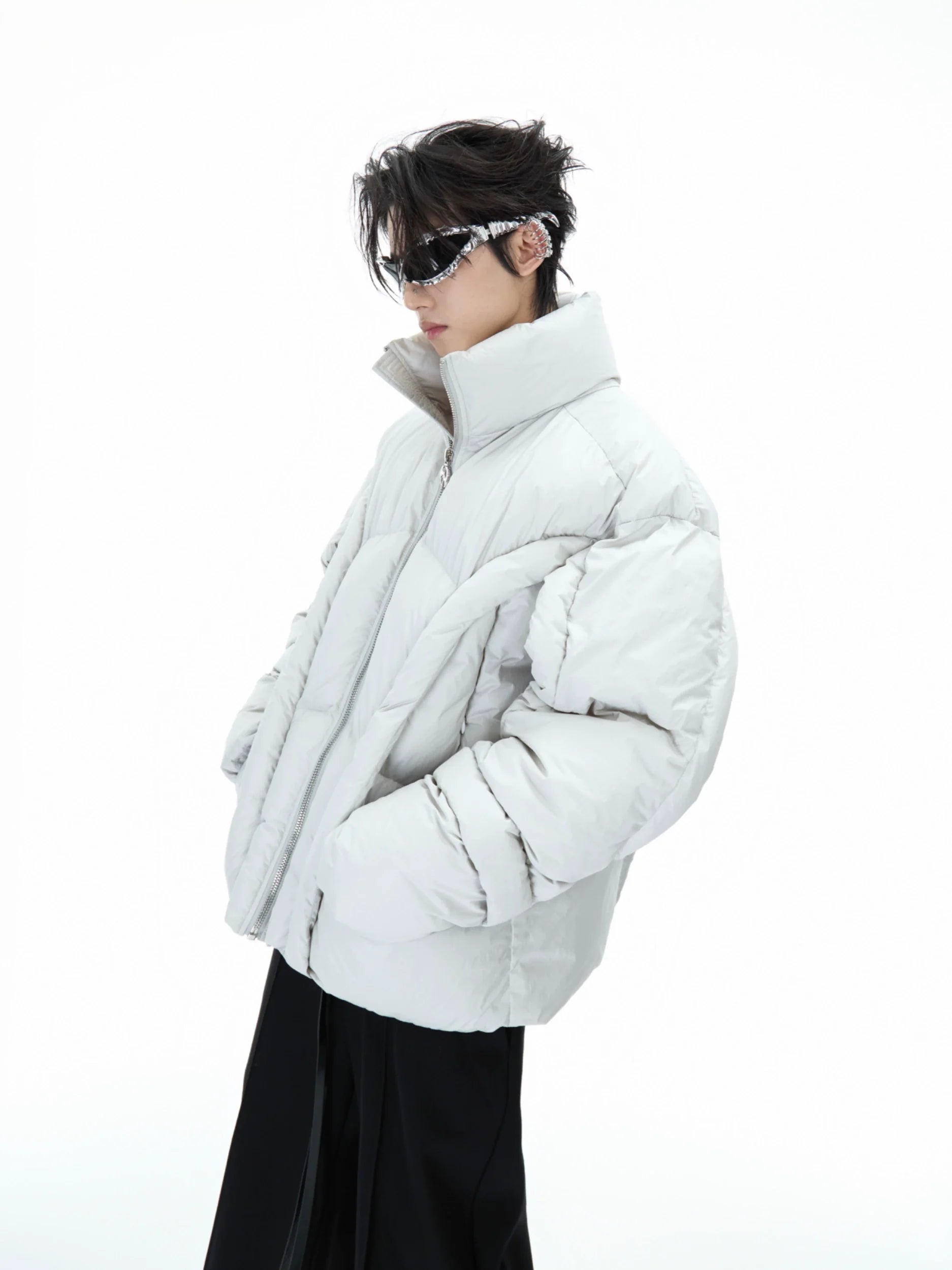 Deconstructed Puffer Jacket High Collar Loose Fit Street Style - ArgueCulture