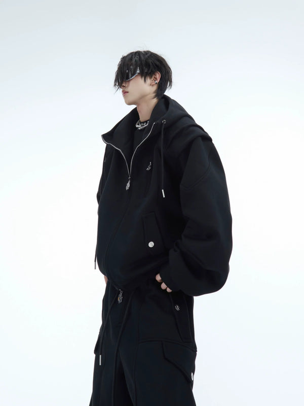 Men¡¯s Oversized Pleated Hoodie Jacket | Stylish Warm Zip-Up Outerwear - ArgueCulture