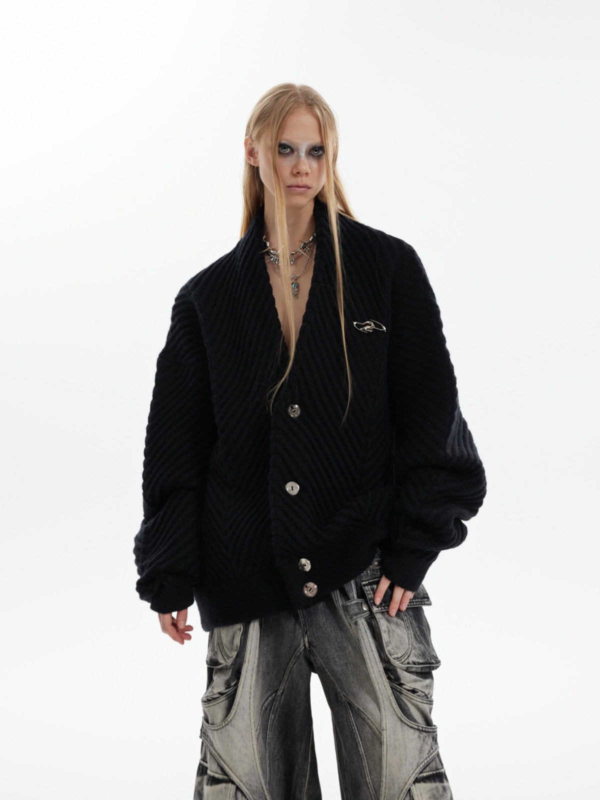 Textured V-Neck Cardigan Sweater - product image 3