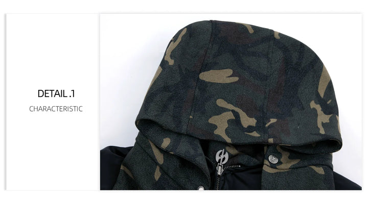 Camouflage Hooded Bomber Jacket with Quilted Sleeves - Winter Warmth - ArgueCulture