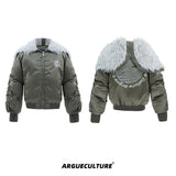 Plush Panel Nylon Bomber Jacket - product image 5