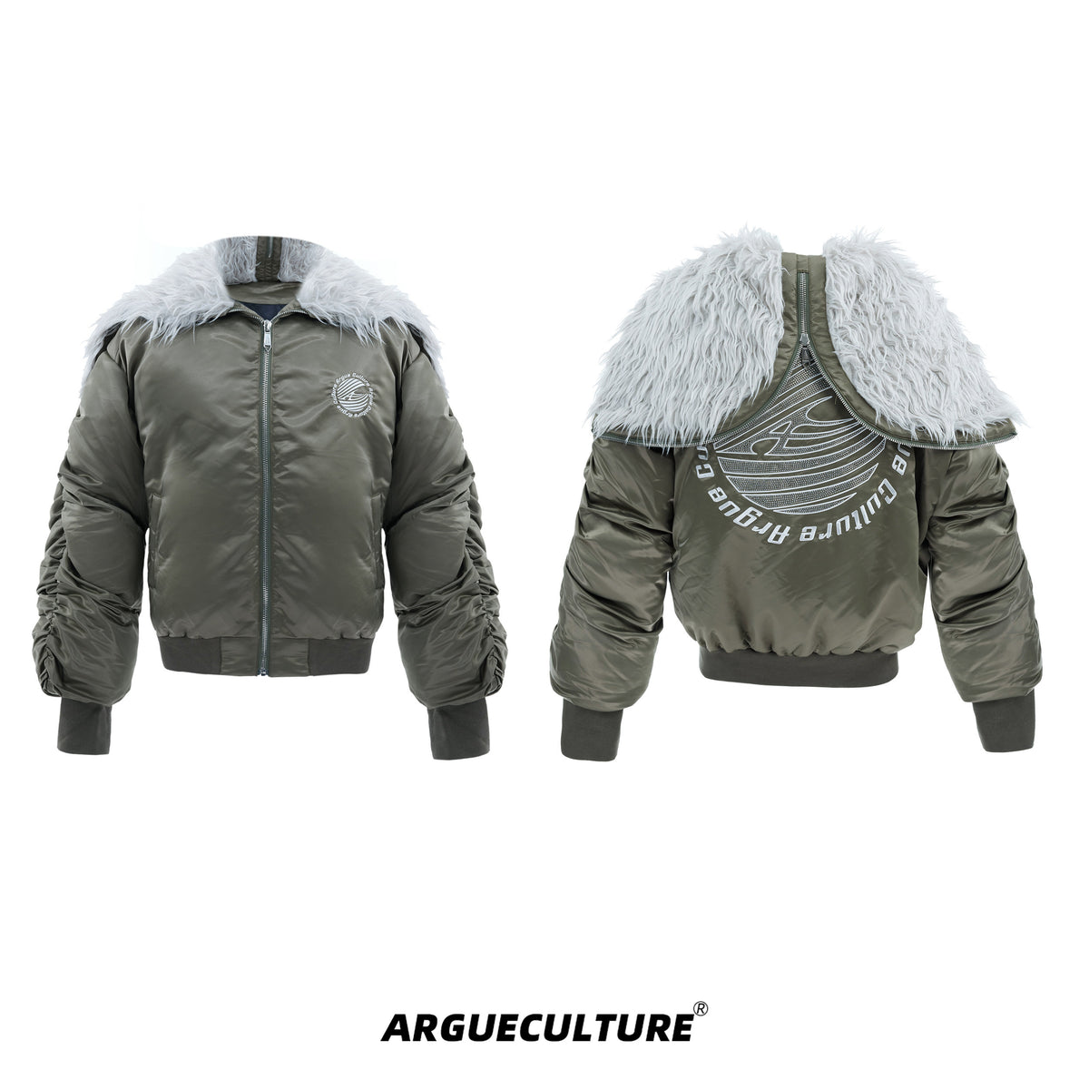 Plush Panel Nylon Bomber Jacket - product image 5