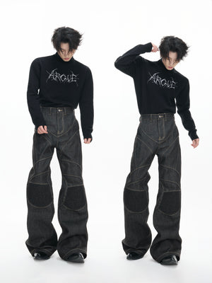 Deconstructed Black Raw Denim Jeans - product image 4