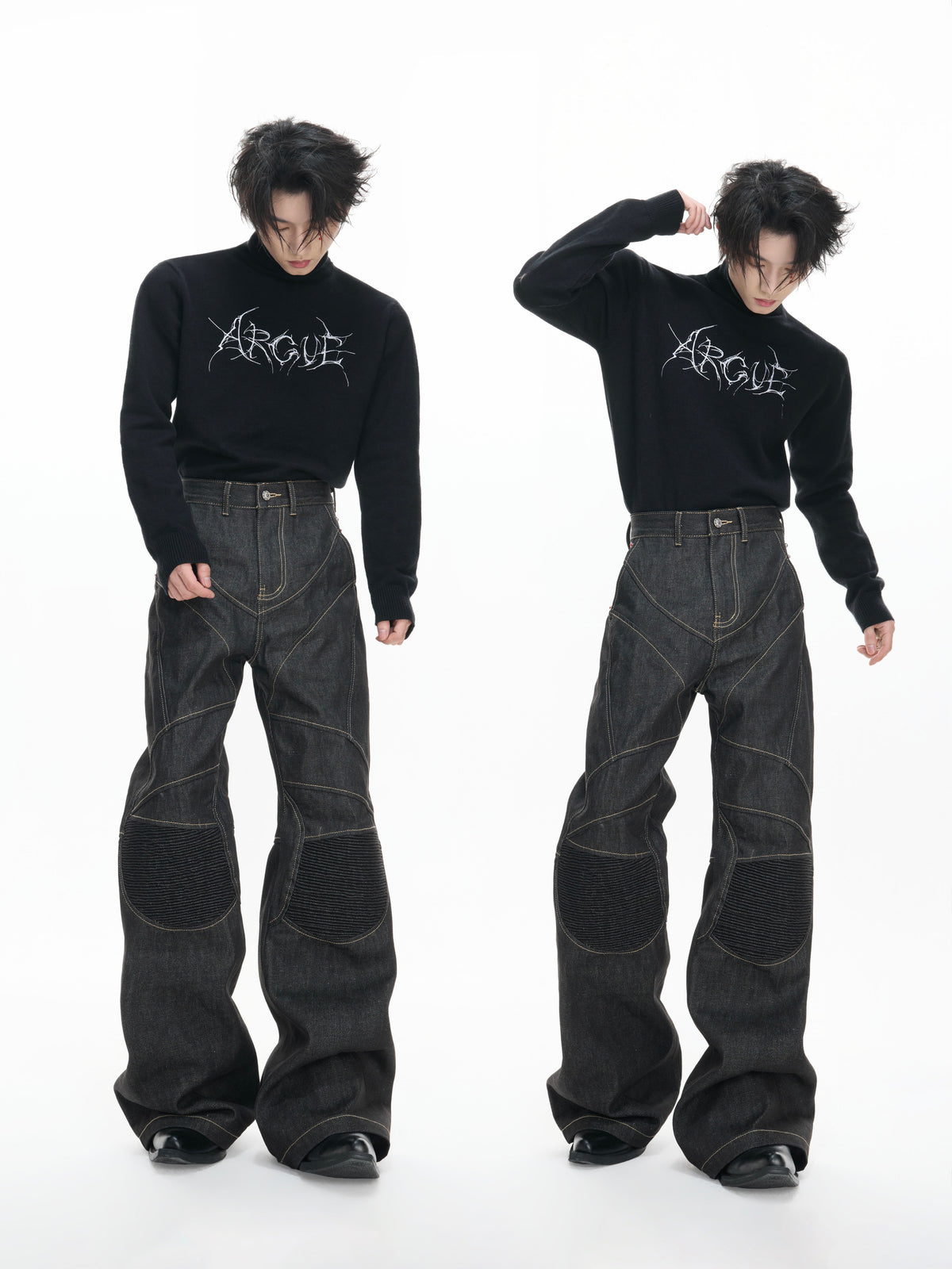 Deconstructed Black Raw Denim Jeans - product image 4