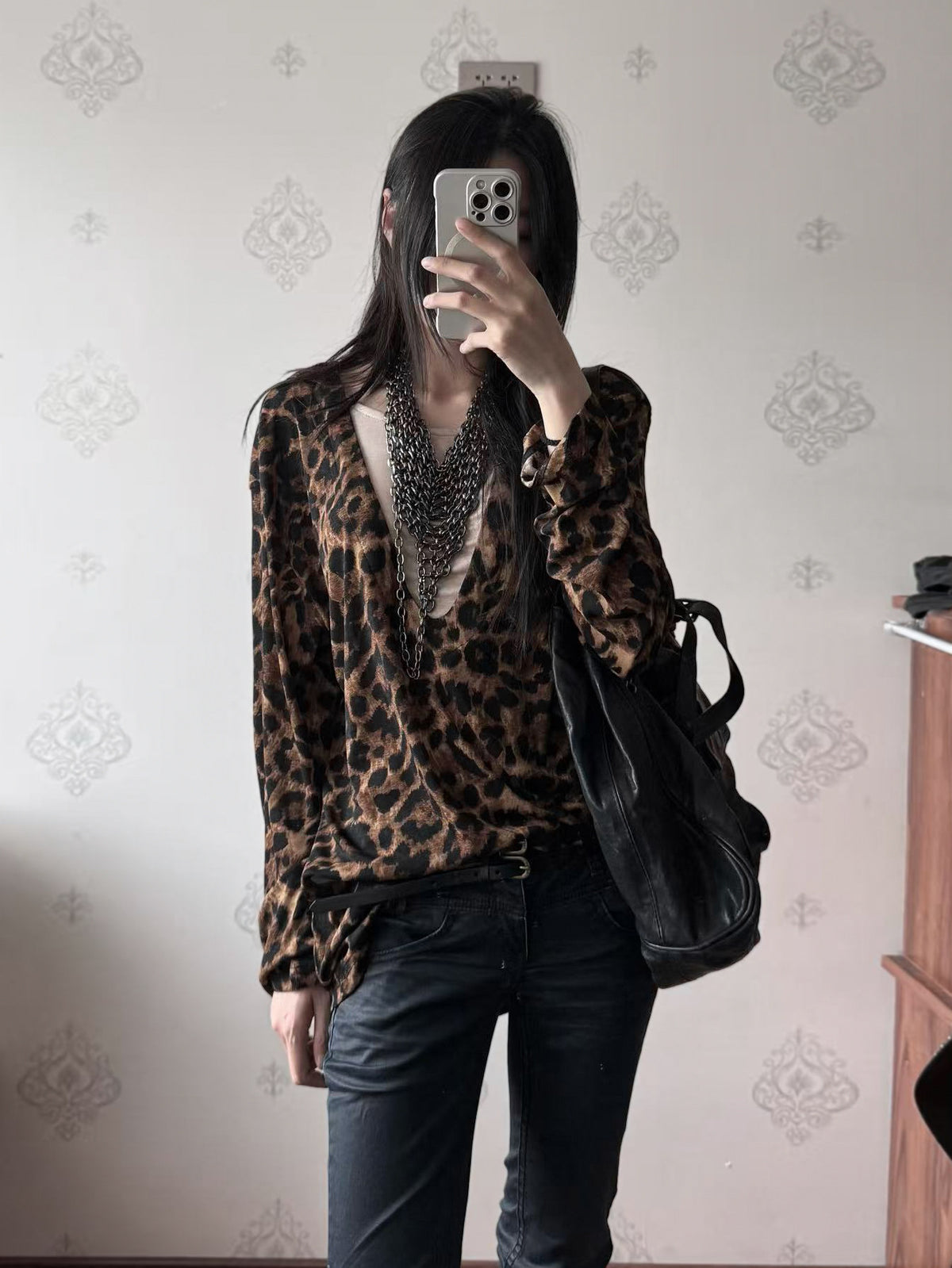 Leopard Print Mock Two-Piece Top - product image 5