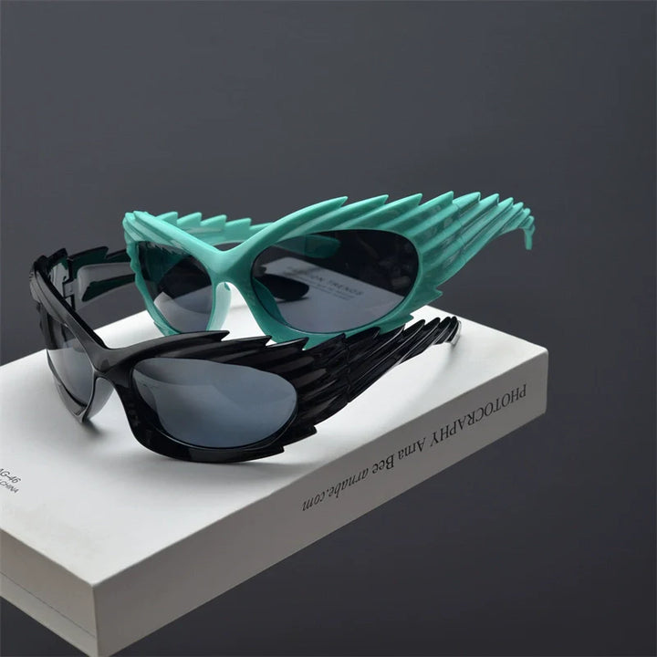 Exaggerated Retro Punk Winged Sunglasses - ArgueCulture