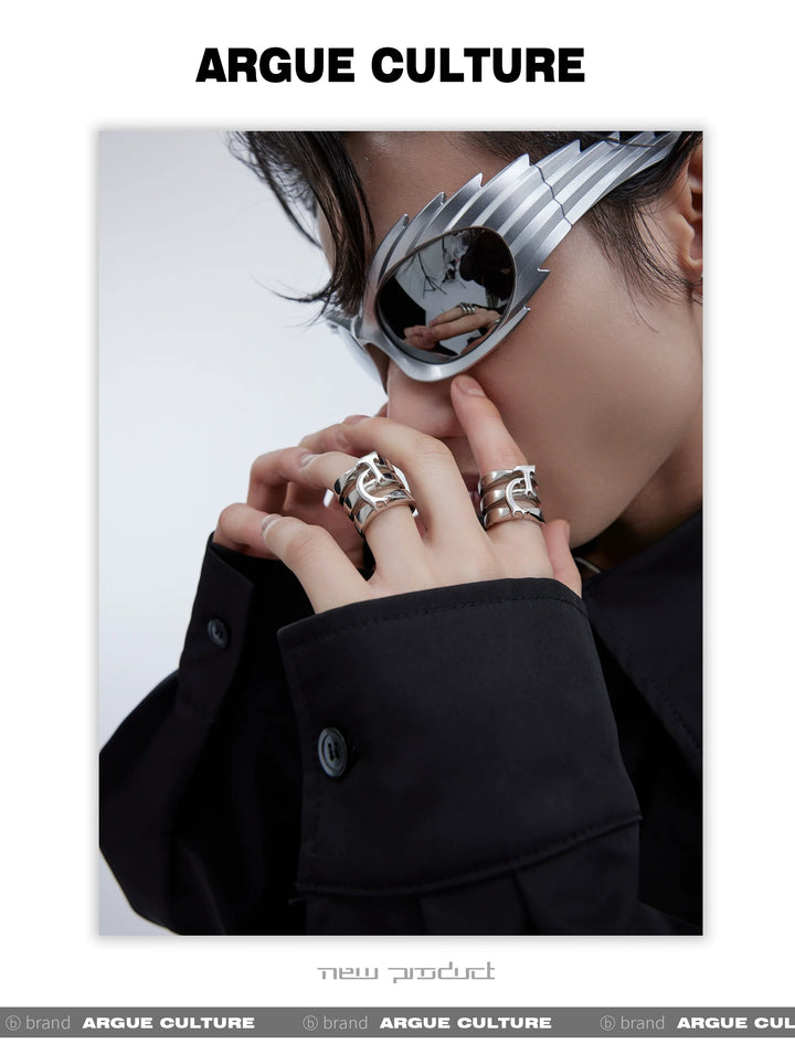 Exaggerated Titanium Steel Claw Ring with Multi-Ring Design - ArgueCulture