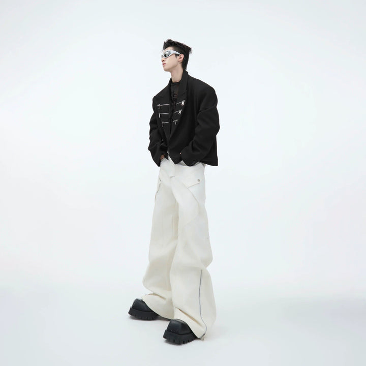 Faux Leather Panel Cargo Pants with Metal Accents - ArgueCulture