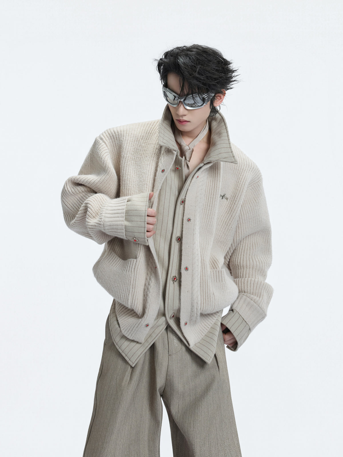 Faux-Layered Wool Cashmere Cardigan - product image 3