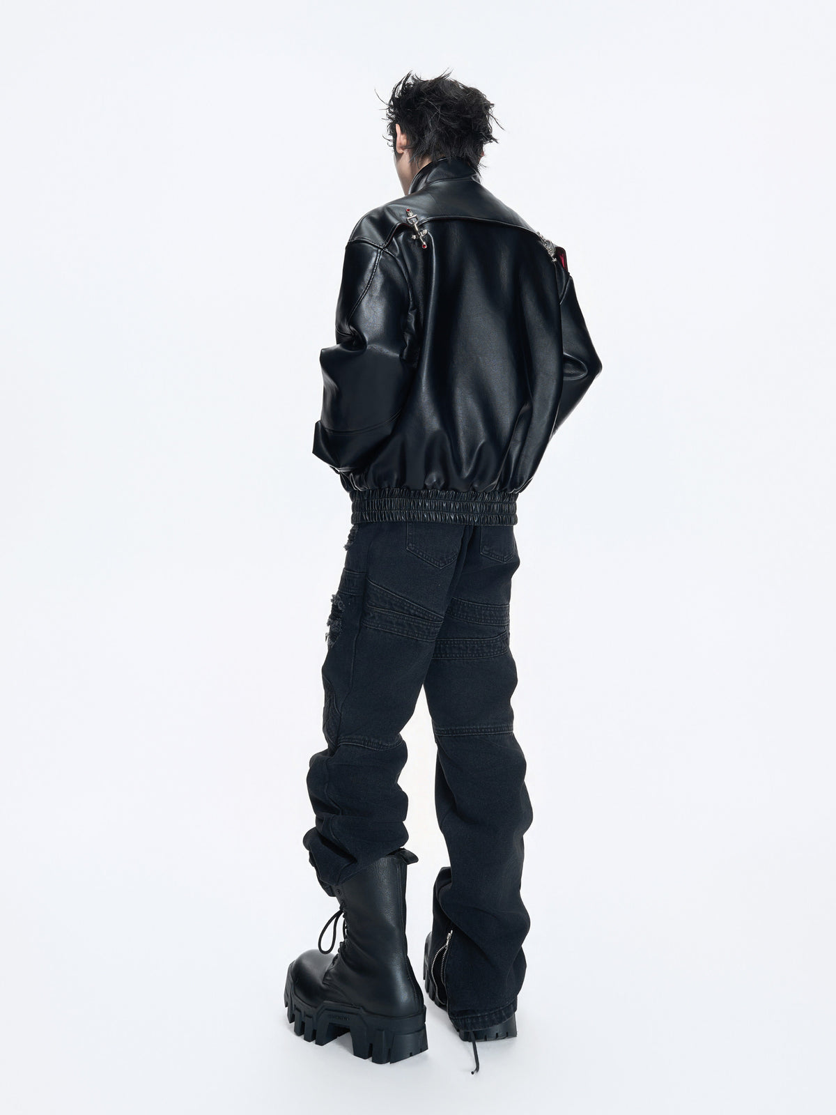 Reversible Python-Pattern Faux Leather Jacket - product image 4