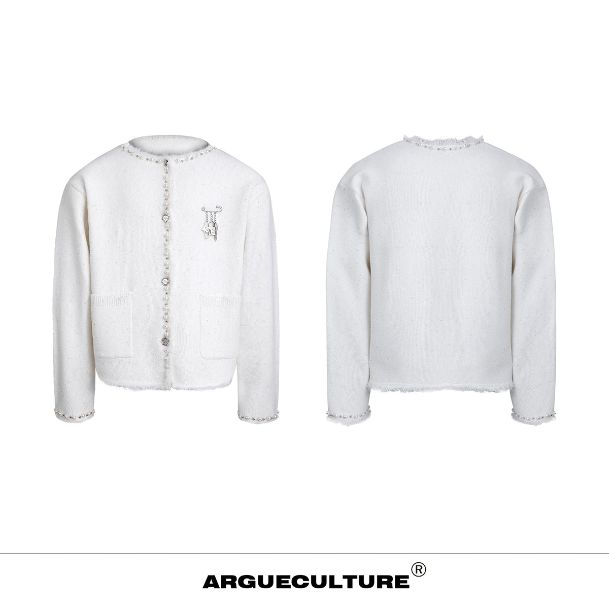 Pearl-Trim Shimmer Knit Cardigan - product image 5