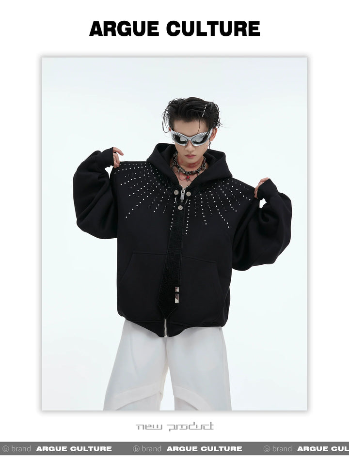 Rhinestone Hoodie with Detachable Tie for Men and Women - ArgueCulture