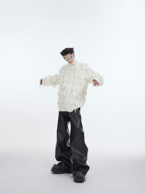Fringe Jacquard Zip Sweater - product image 4