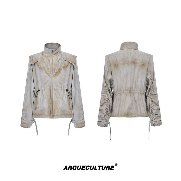 Deconstructed Ink-Splash Faux Two-Piece Jacket and Cargo Pants Set - ArgueCulture