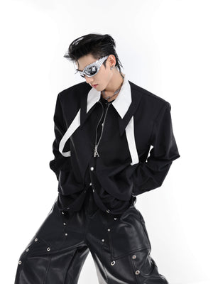 Contrast Panel Tie Shirt - product image 2